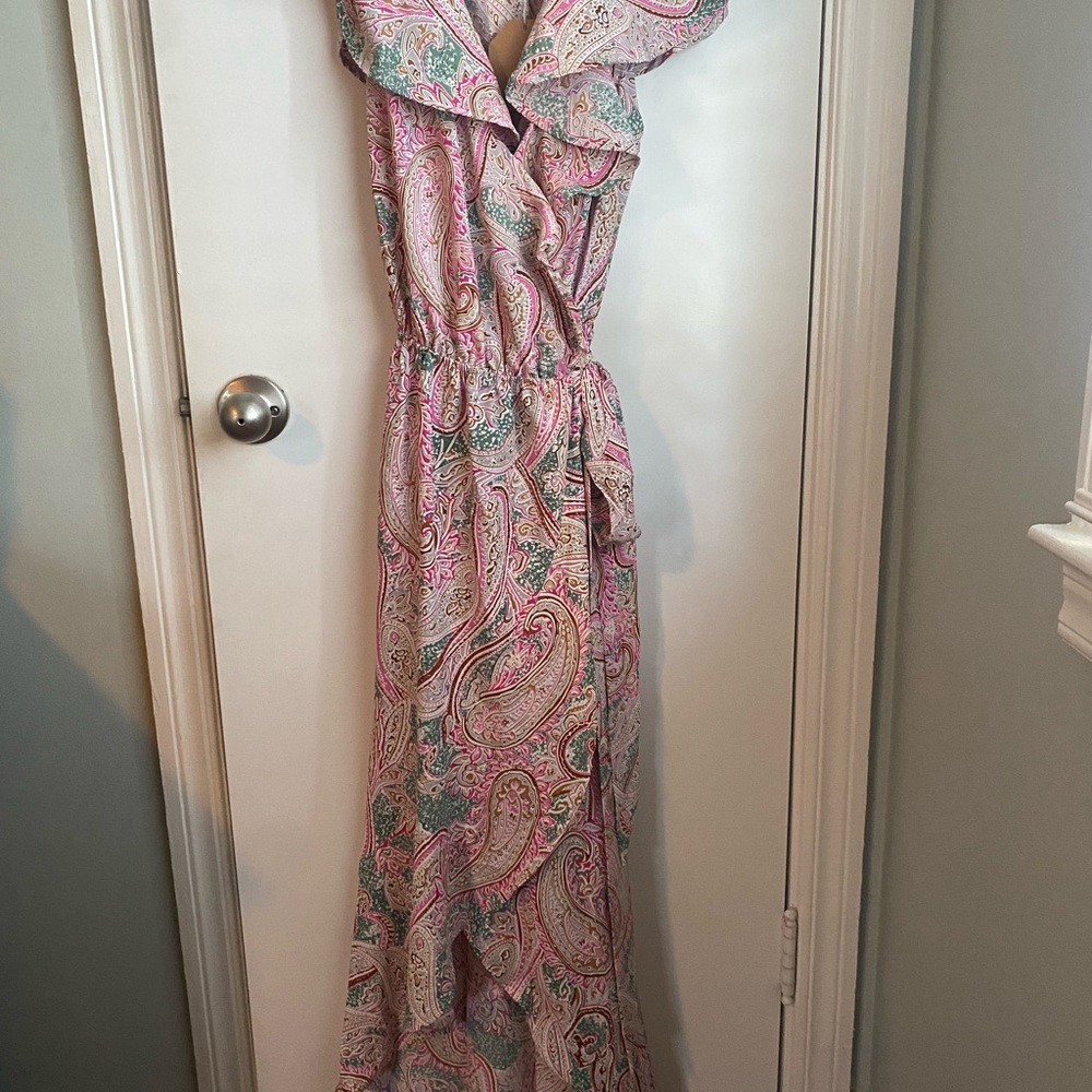 Paisley Maxi Dress in Pink and Green